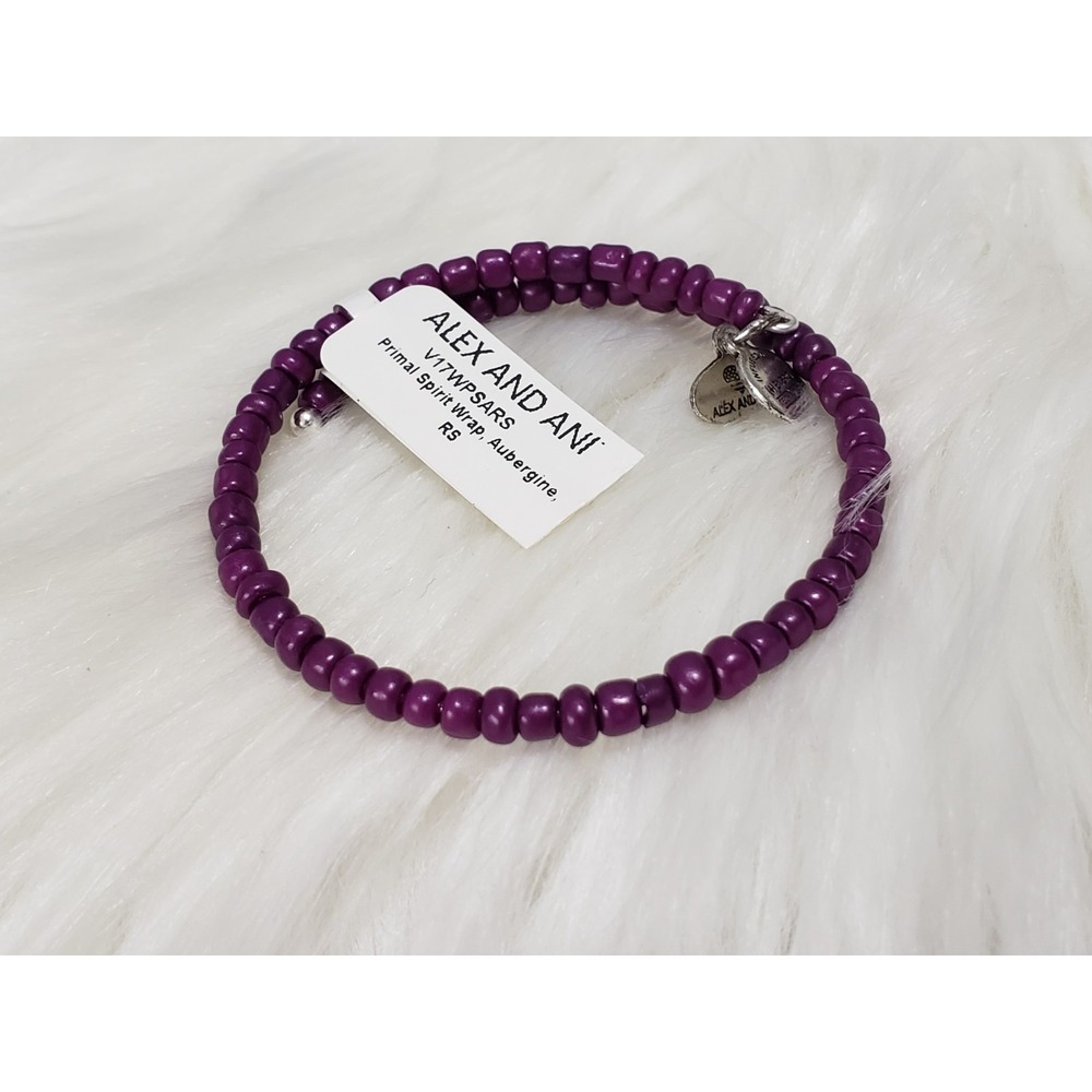 NEW Alex‎ & Ani Purple Aubergine Primal Spirit Wrap Rafaelian BRACELET BEADED
